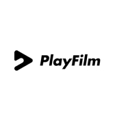 Logo corporativo de PlayFilm en negro sobre fondo blanco